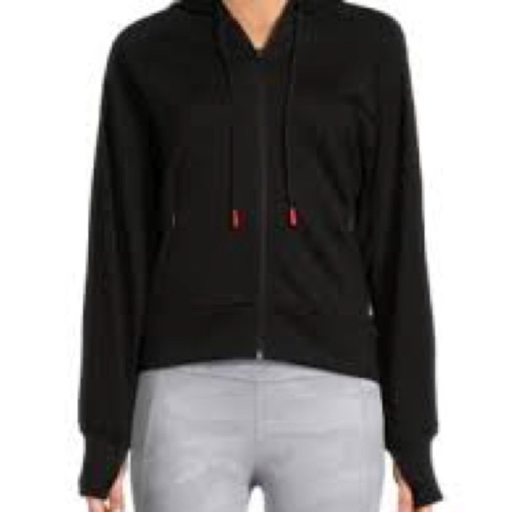 Spyder Cropped  Active Women’s Black Raglan Full Zip Hoodie Brushed Cozy SZ L
